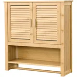 [en.casa] Badezimmerschrank Tyresö Hängeschrank Bambus Rechteckig, 62x66x20 cm
