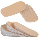 Olukssck 1 Paar Gel Höhe Eschuheinlagen Erhöhung, Unsichtbare Einlegesohlen Fersenanhebung, Elastische Shock Absorption fersenkissen 3 Höhen für Männer & Frauen(L für Männer, Höhe: 1 cm, Khaki)