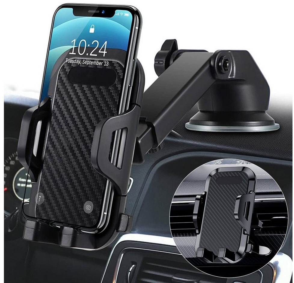 CALIYO Handyhalterung Auto 3 in 1 Handy Halterung Saugnapf & Lüftung, 360° Drehung Universale Handy Halter Auto Smartphone-Halterung, (für iPhone 14/13/12/11 pro max Samsung S22 usw) schwarz