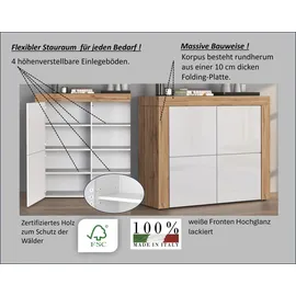 OTTO home Highboard 140 x 130 x 40 cm Taube Matt / Eiche Wotan
