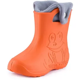 Ladeheid EVA Kinder Jungen Mädchen Gummistiefel Regenschuhe gefüttert Regenstiefel Gummischuhe LA-CA-04 (orange/grau, 24/25 Eu)