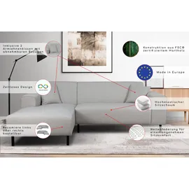 Home Affaire »ARROS L-Form mit Wellenunterfederung, Maße B/T/H: 235/163/81 cm«, incl. Zierkissen, mit Recamiere rechts/links bestellbar, auch in Cord
