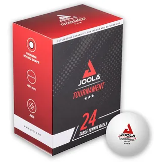 Joola Tischtennisbälle Tournament Selektierte 40+mm Durchmesser, 3-Stern Premium Tischtennis Bälle Indoor und Outdoor Kompatibel, Weiß, 24 Stück