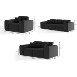 Fun Möbel Sofaset Designersofa CELES 3-2-1 in Stoff Opera Velvet Creme - Beige