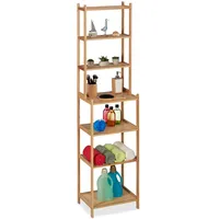 Relaxdays Badregal, Bambus, HxBxT 180 x 44 x 33 cm, 7 Ablagen, stehendes Regal für Küche & Badezimmer, Standregal, Natur