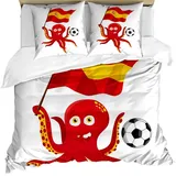 Abakuhaus Bettwäsche weicher Microfaserstoff Allergiker geeignet, kein Verblassen, Microfaser, Pferd Lustige Fußball Octopus und Flagge gelb