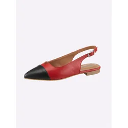 Ballerina HEINE, Damen, Gr. 37, rot (rot, schwarz), Leder, Glattleder, modisch, Schuhe