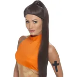 Smiffys Sporty Power Perücke, Brauner Pferdeschwanz Halloween