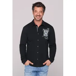 Langarmhemd CAMP DAVID, Herren, Gr. XXL, Normalgrößen, blau, Material: 100% Baumwolle, bedruckt, bestickt, casual, figurbetont normal, Langarm 1-Knopf-Manschette, Hemden, aus Baumwolle