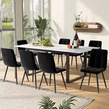 Sweiko Esstisch Teleskoptisch, 140/180x80x75cm, Beine aus Eisen aus Metall & Vierkantrohrbeine (Moderne Weiße MDF Tischplatte Mit Marmormustern),D... - Weiß