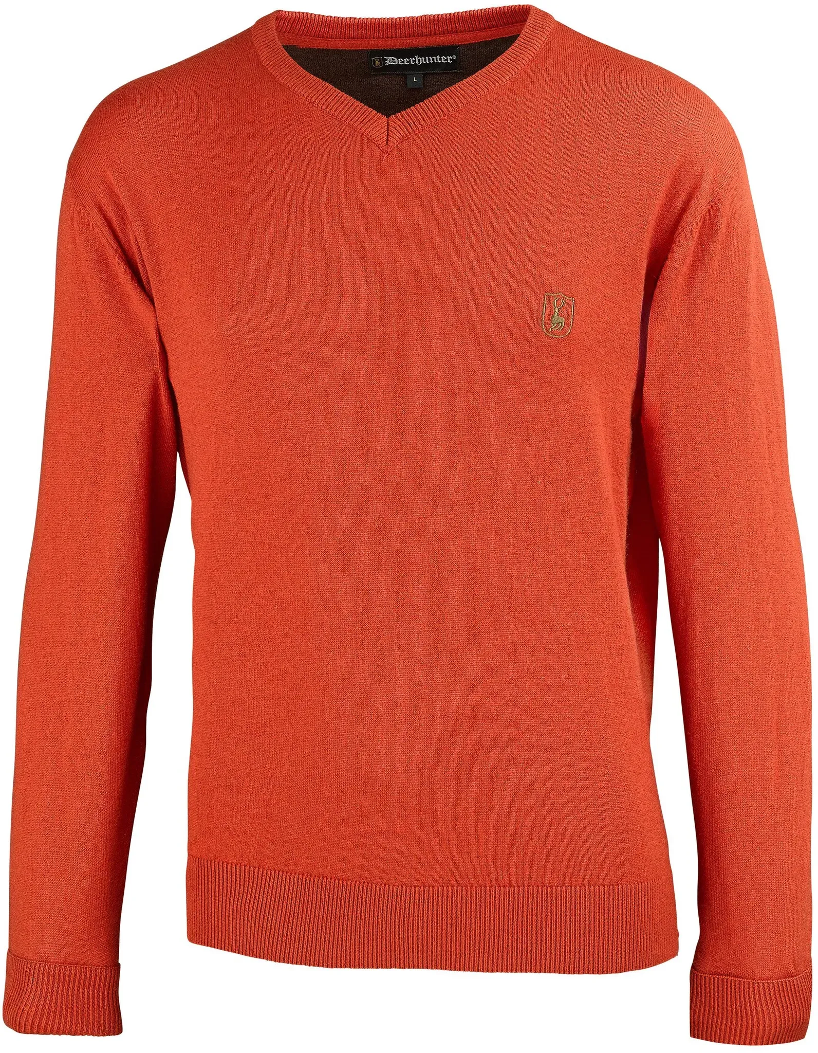 Deerhunter Strickpullover Harrington V-Ausschnitt, oak rust melange, L
