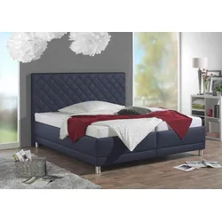 Polsterbett MAINTAL, blau, B:208cm L:214cm, Bezug Bettgestell: Kunstleder (100% Polyurethan), Betten