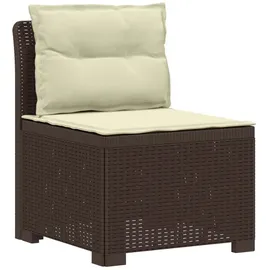 vidaXL 1-Sitzer Garten-Sofa mit Kissen Rattan-Look PP Braun