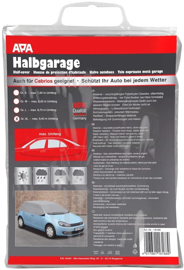 APA Halbgarage Größe XL - optimaler Schutz für Kleinwagen, Limousinen, Kombis und Vans