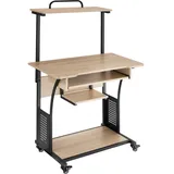 Tectake Schreibtisch Fife 80 x 65,5 x 130,5 cm, - Braun