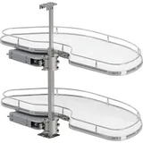 Karussell Eckschrank Cornerstone Maxx Set Planero - Schrankauszug Küche - Moderner Organizer Für Den Eckschrank, Kb 1000mm Fb 500mm Rechts, Stahl/holz Weiß/chrom - Vauth-sagel