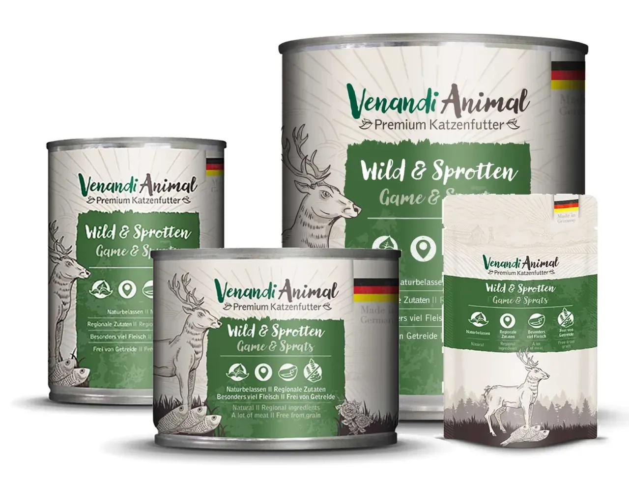 Venandi Animal Nassfutter mit Wild & Sprotten - 200 g