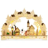 SIKORA LB63 beleuchteter LED Holz Schwibbogen WINTERDORF inklusive Trafo