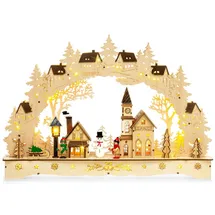 SIKORA LB63 beleuchteter LED Holz Schwibbogen WINTERDORF inklusive Trafo