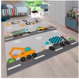 Paco Home Kinderteppich »Bino 578«, rechteckig, 4 mm Höhe, Spielteppich, Motiv Autos & Baustelle, Kinderzimmer grau