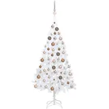 vidaXL Künstlicher Weihnachtsbaum mit Beleuchtung & Kugeln Weiß 120 cm