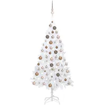 vidaXL Künstlicher Weihnachtsbaum mit Beleuchtung & Kugeln Weiß 120 cm