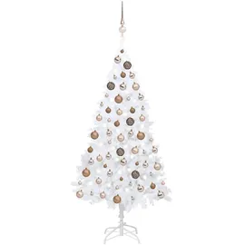 vidaXL Künstlicher Weihnachtsbaum mit Beleuchtung & Kugeln Weiß 120 cm