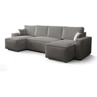 FURMEB AMBRO Ecksofa U-Form Schlafsofa Schlaffunktion 300x143x85cm Asche - Grau