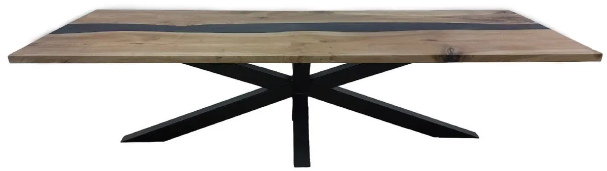 Casa Padrino Luxus Massivholz Esstisch Naturfarben / Schwarz 240 x 100 x H. 78 cm - Rechteckiger Küchentisch - Esszimmer Möbel - Massivholz Möbel - Luxus Möbel
