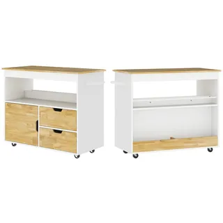 Homcom Küchenwagen Eiche Holz, 50x85x107 cm,