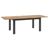 Mäusbacher Komfort 2.0 Esstisch Schwarz, Eiche Artisan, Holzwerkstoff, rechteckig, eckig, Bodenplatte, 90x76x180-280 cm, ausziehbar, -