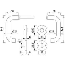 HOPPE Rosettengarnitur E58/42KV/42KVS/138Z Edelstahl F69