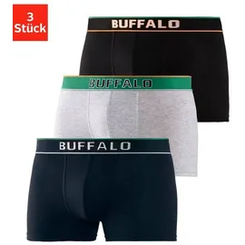 Buffalo Boxer Boxershorts für Herren (Packung, 3-St) aus Baumwoll-Mix grau|schwarz M