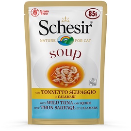 Schesir 6 x 85 g Wilder Thunfisch & Tintenfisch Schesir Cat Soup Katzenfutter nass