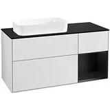 Villeroy & Boch Finion Waschtischunterschrank F692PDMT 120x60,3x50,1cm, Regal rechts Black matt lacquer, White matt lacquer