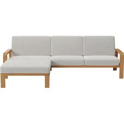 Ecksofa SIT & MORE "Kolding L-Form", beige, B:264cm H:91cm T:178cm, 100% Polyester, Sofas, Armlehnen aus eichefarbigem Buchenholz, verschiedene Bezüge und Farben