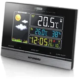 HYUNDAI Funk Wetterstation Funkuhr Hygrometer Thermometer Wettervorhersage Funkwecker Luftfeuchtigkeit LCD Farbdisplay Außensensor Mondphasenanzeige Digital (Wetterstation 2)