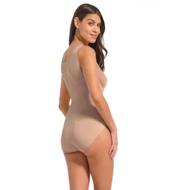 Magic Bodyfashion Shaping-Body MAGIC BODYFASHION, Damen, Gr. S, Cup C, braun (cappuccino), Obermaterial: 85% Polyamid, 15% Elasthan, eng normal, tiefer Rundhals, Bodys, starke Kompression, nahtlos, eng, basic, bequem, weich