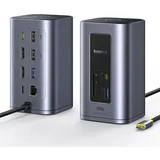 Baseus NU1 Air 12-in-1 HDMI 4K 60 Hz USB-C Hub Spacemate, Grey USB-C 12 Ports), Dockingstation – USB Hub, Grau