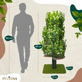 priorpet Kratzbaum Natur zum Klettern, Verstecken und Schlafen - groß mit austauschbaren Blättern - mehrstufig, einfach zu montieren - haustier... - Grün