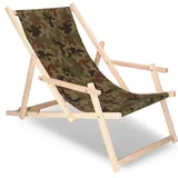SPRINGOS Liegestuhl aus Buchenholz Sonnenliege Gartenliege mit Armlehnen Strandliege