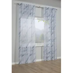 Gardine GARDINIA "Schal mit Gardinenband Dolly Voile mit Druck", blau, B:140cm H:245cm, Obermaterial: 100% Polyester, Gardinen, Stoff Dolly-Voile mit Druck