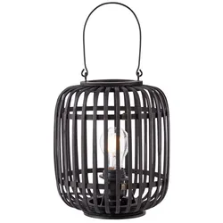 BRILLIANT Lampe, Woodrow Tischleuchte 27cm holz dunkel/schwarz, Metall/Bambus, 1x A60, E27, 60W,Normallampen (nicht enthalten)