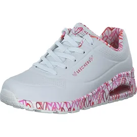 SKECHERS Uno - Loving Love Damen white durabuck/red pink mesh trim 39