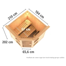 Karibu Amelia 1 inkl. 9 kW Ofen + integrierte Steuerung + Dachkranz