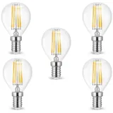 Aigostar 5 x 4w E14 LED Birne Filament Leuchtmittel mit klarem Glas G45|Ø45x78mm|Warmweiß|470 Lumen