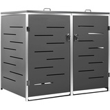 Hommdiy Mülltonnenbox für 2 Tonnen Mülltonnenverkleidung mülltonnenboxen 138x77.5x115.5 cm Anthrazit