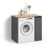 livinity Waschmaschinenschrank Paolina 93,6 x 88,2 cm Anthrazit/Goldkraft Eiche