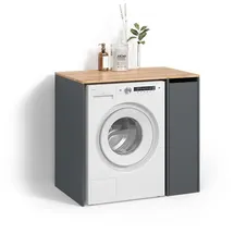 livinity Waschmaschinenschrank Paolina 93,6 x 88,2 cm Anthrazit/Goldkraft Eiche