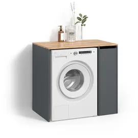 livinity Waschmaschinenschrank Paolina 93,6 x 88,2 cm Anthrazit/Goldkraft Eiche